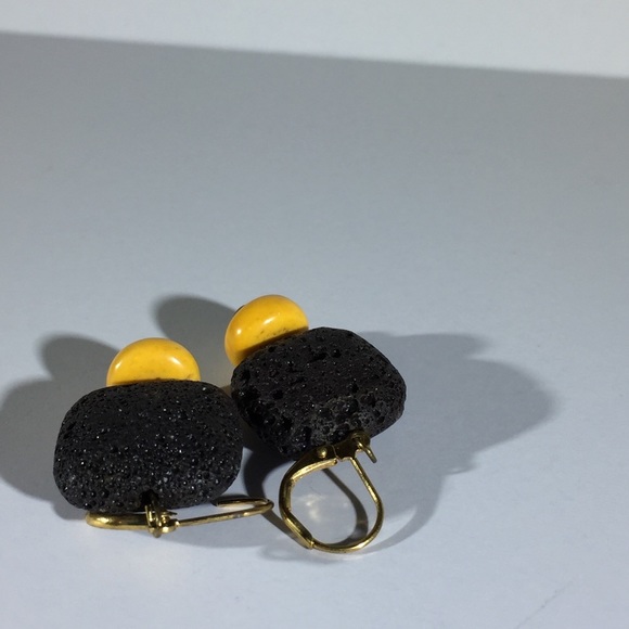 STRONG Lava Rock & Magnesite Stone Dangle Earrings - Picture 6 of 8